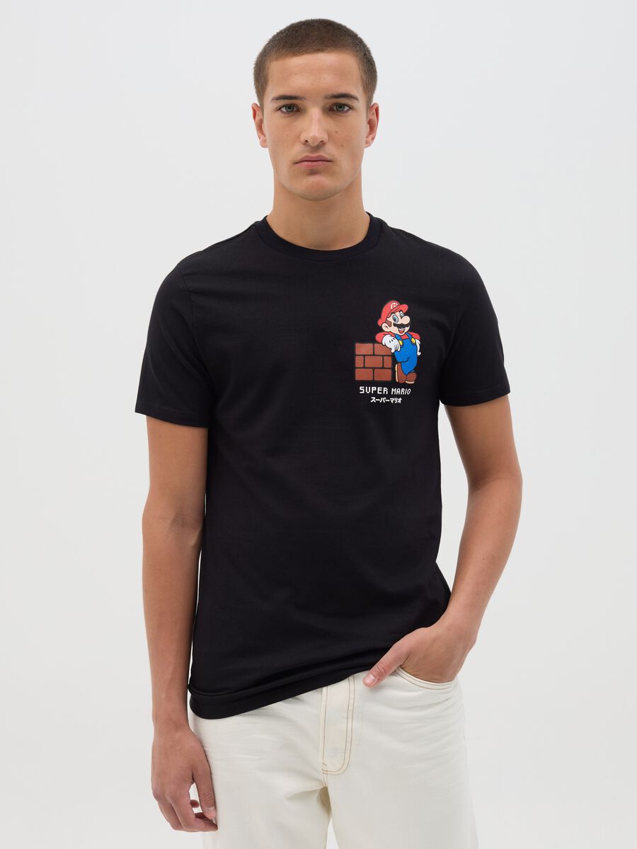 Black Super Mario Cotton T-Shirt_0