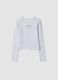 T-shirt grigia in cotone organico elasticizzato con scritta slim fit_0