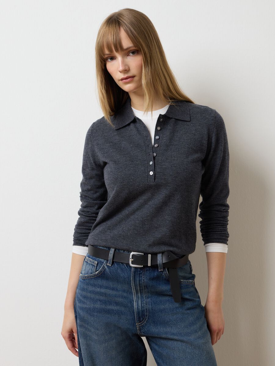 Maglione in pura lana grigio regular fit_0