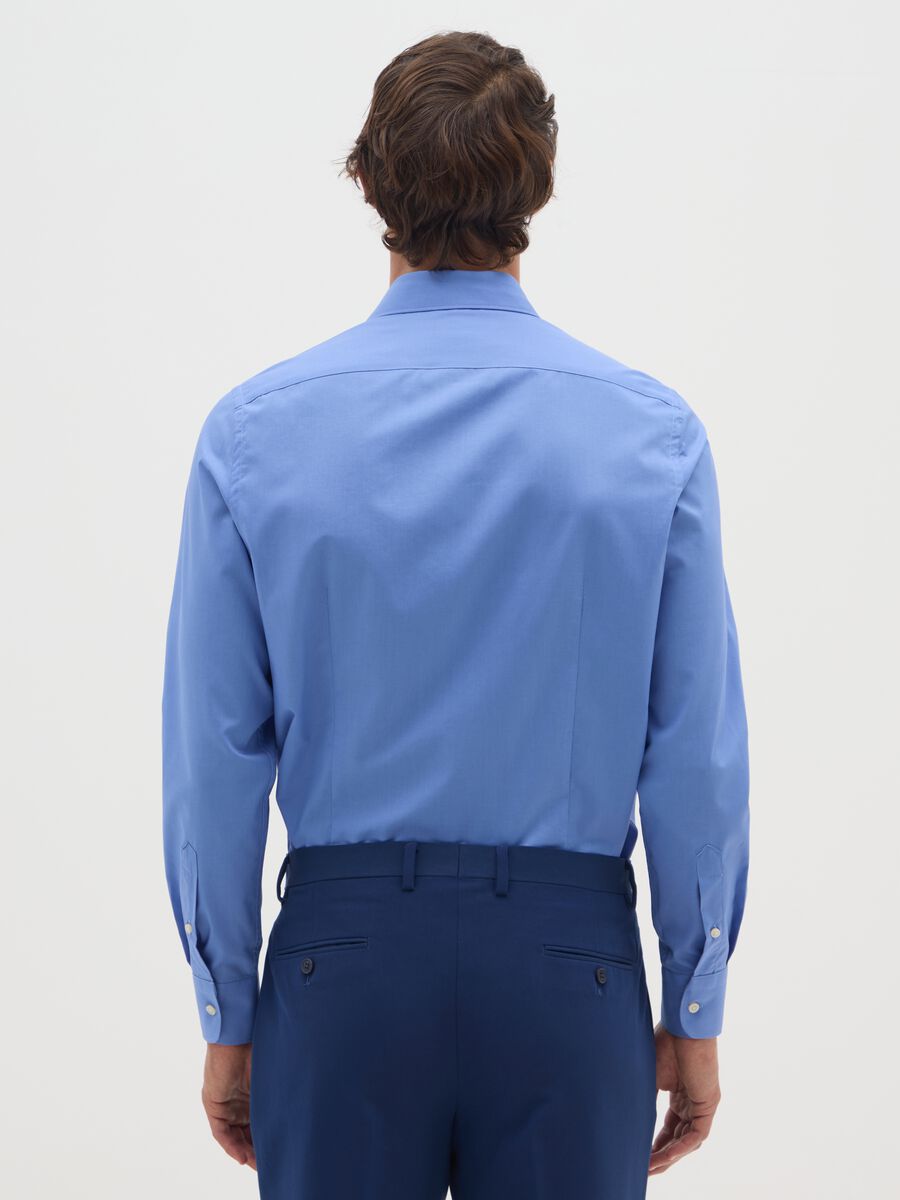 Slim Blue Cotton Blend Shirt_2