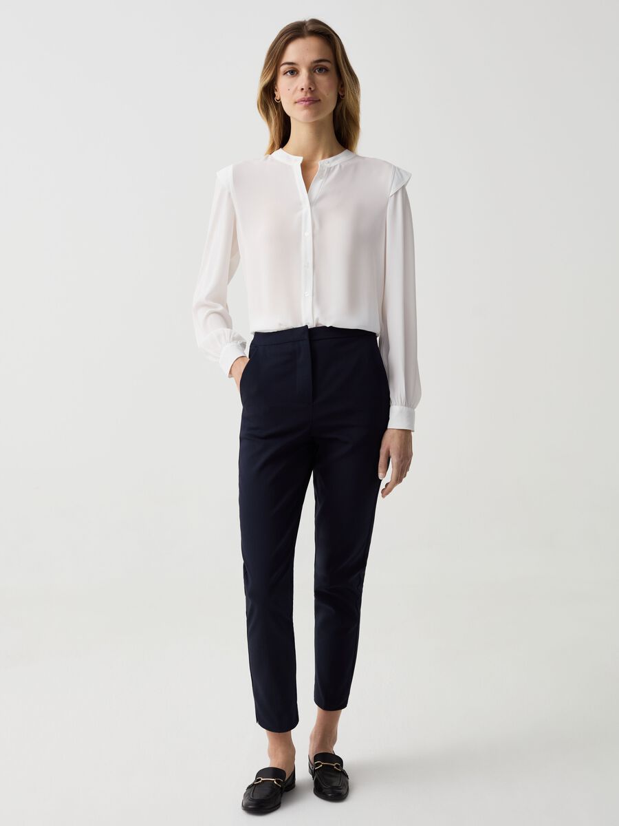 Cropped stretch cigarette trousers_0
