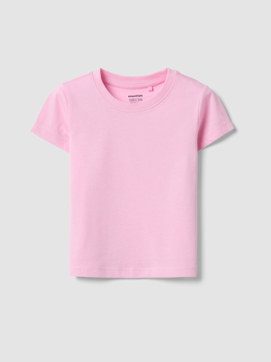 T-shirt in puro cotone rosa da bambina regular fit_0