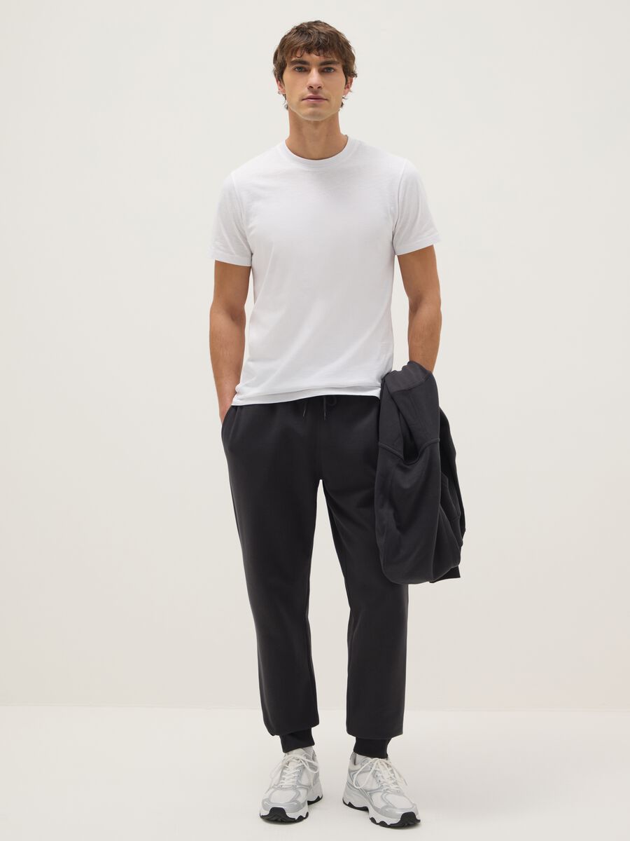 Black Regular Fit Cotton Blend Joggers_0