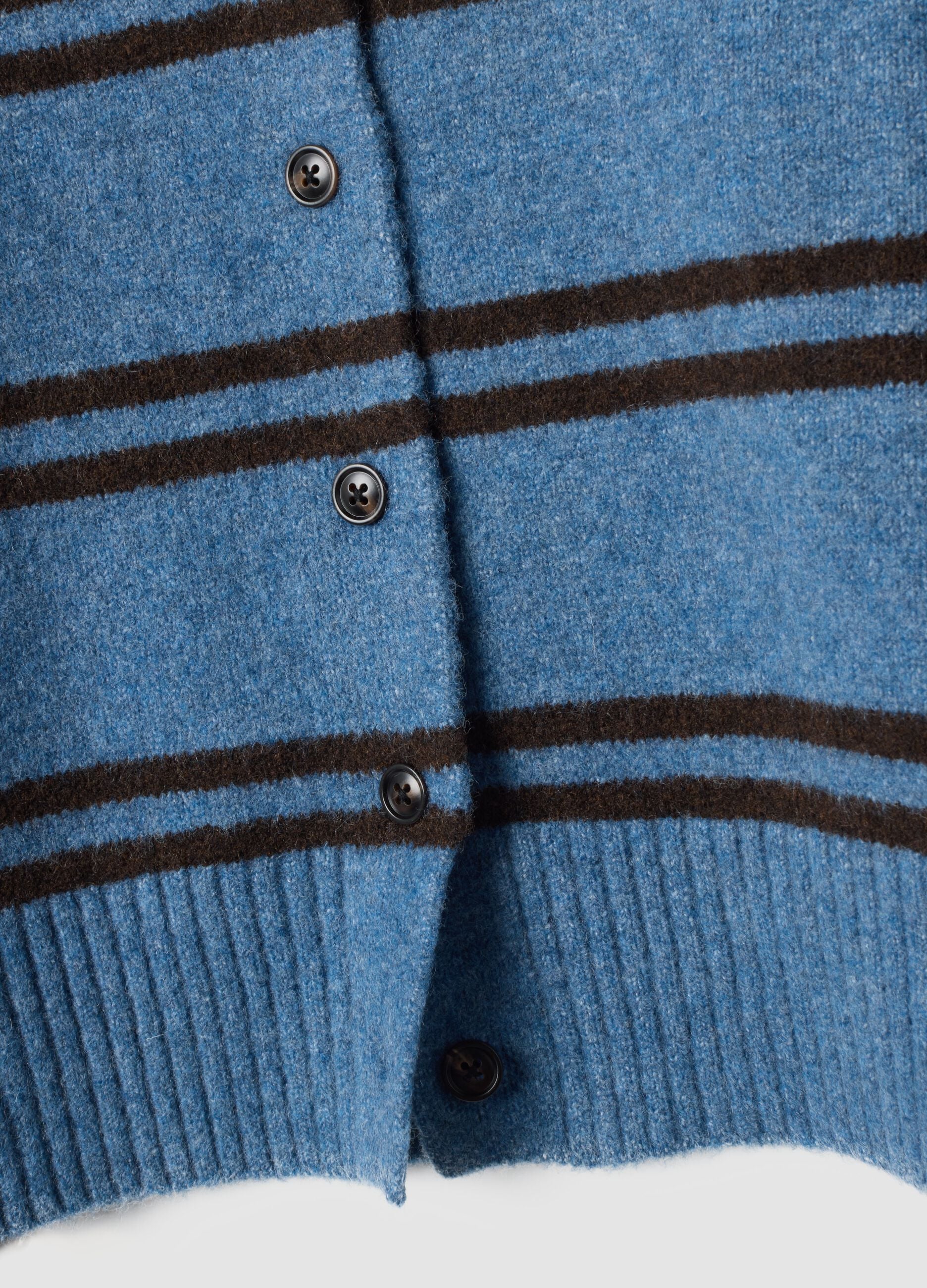 Light blue striped stretch-wool cardigan, regular fit