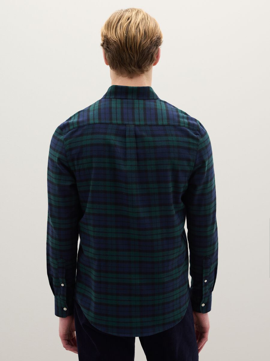 Camicia a quadri multicolor in puro cotone e flanella regular fit_2
