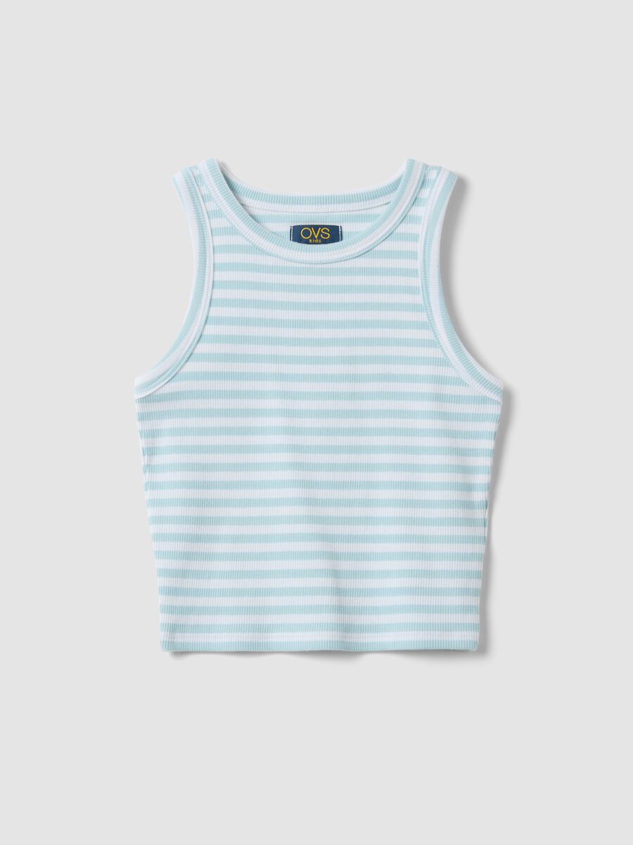 Canotta fitted in cotone elasticizzato a righe multicolor da ragazza_3