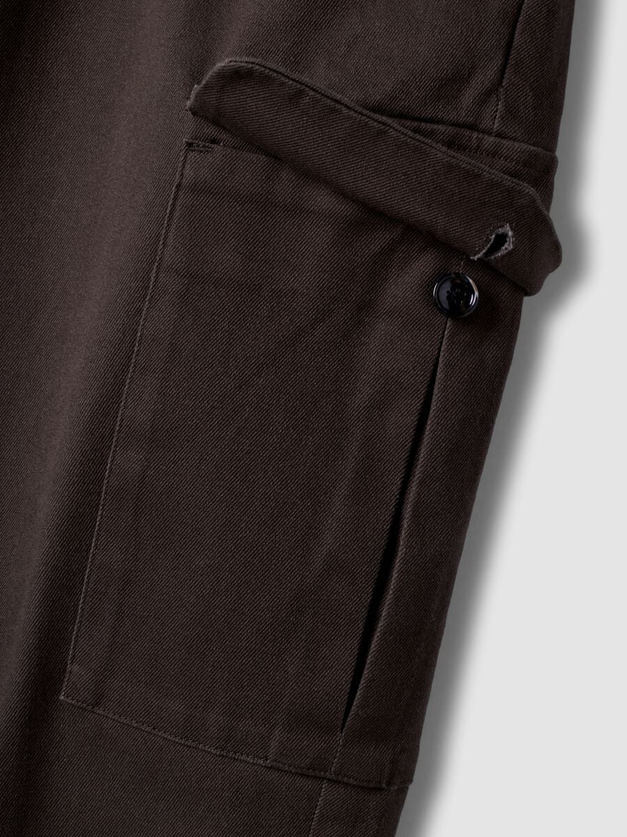 Pantaloni marroni cargo in twill di cotone elasticizzato comfort fit_5