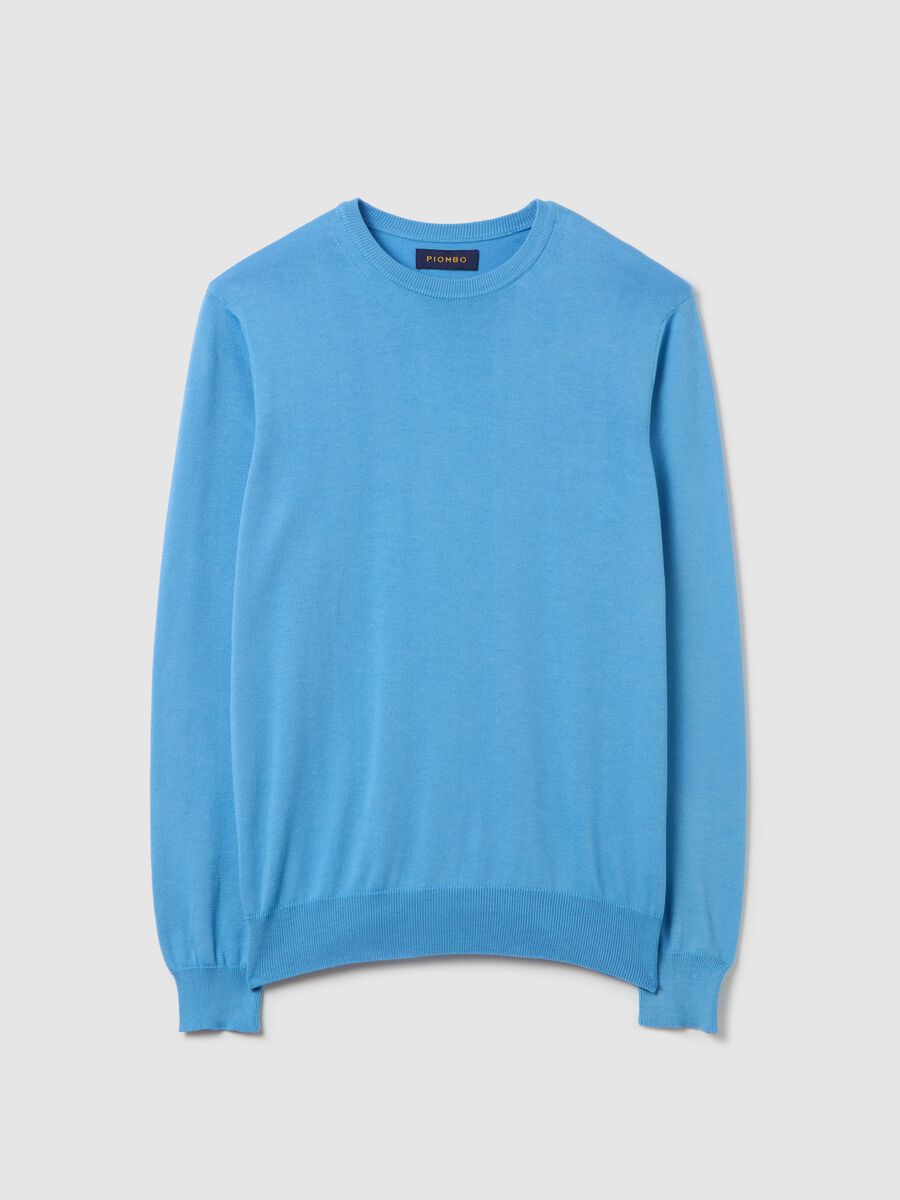 Solid colour pullover with round neck_4