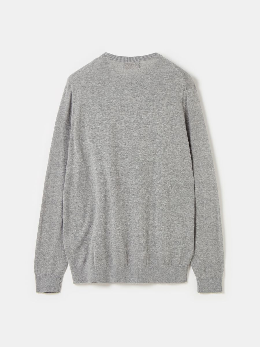 Cotton and linen pullover with round neck_4