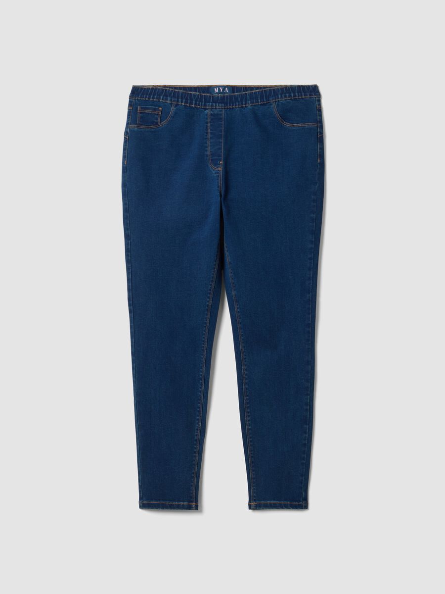 Jeggings blu skinny in cotone e viscosa elasticizzata_0