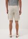Beige cargo bermuda shorts in a linen and cotton blend_3