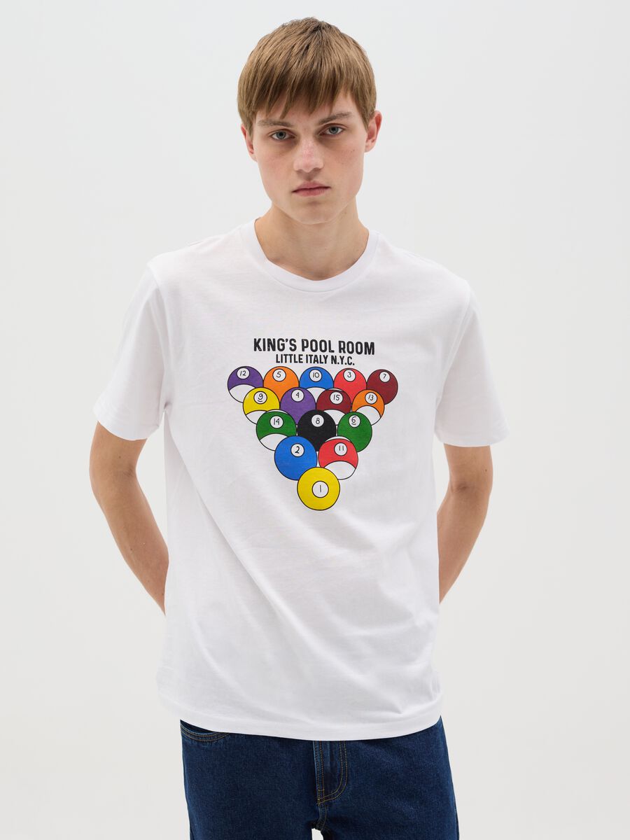 Cotton T-shirt with bowling balls print_0