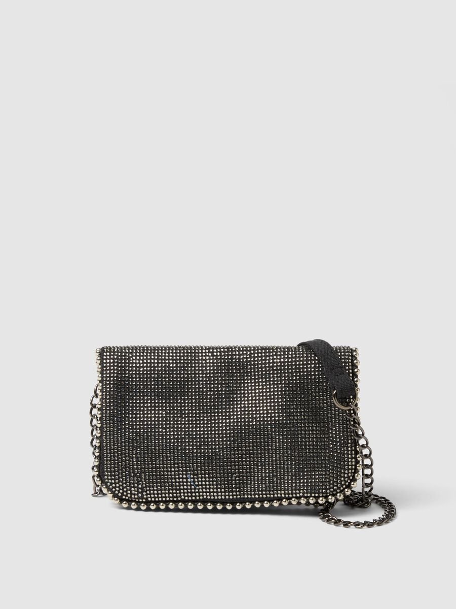 Black pouch with rhinestones for girls_0
