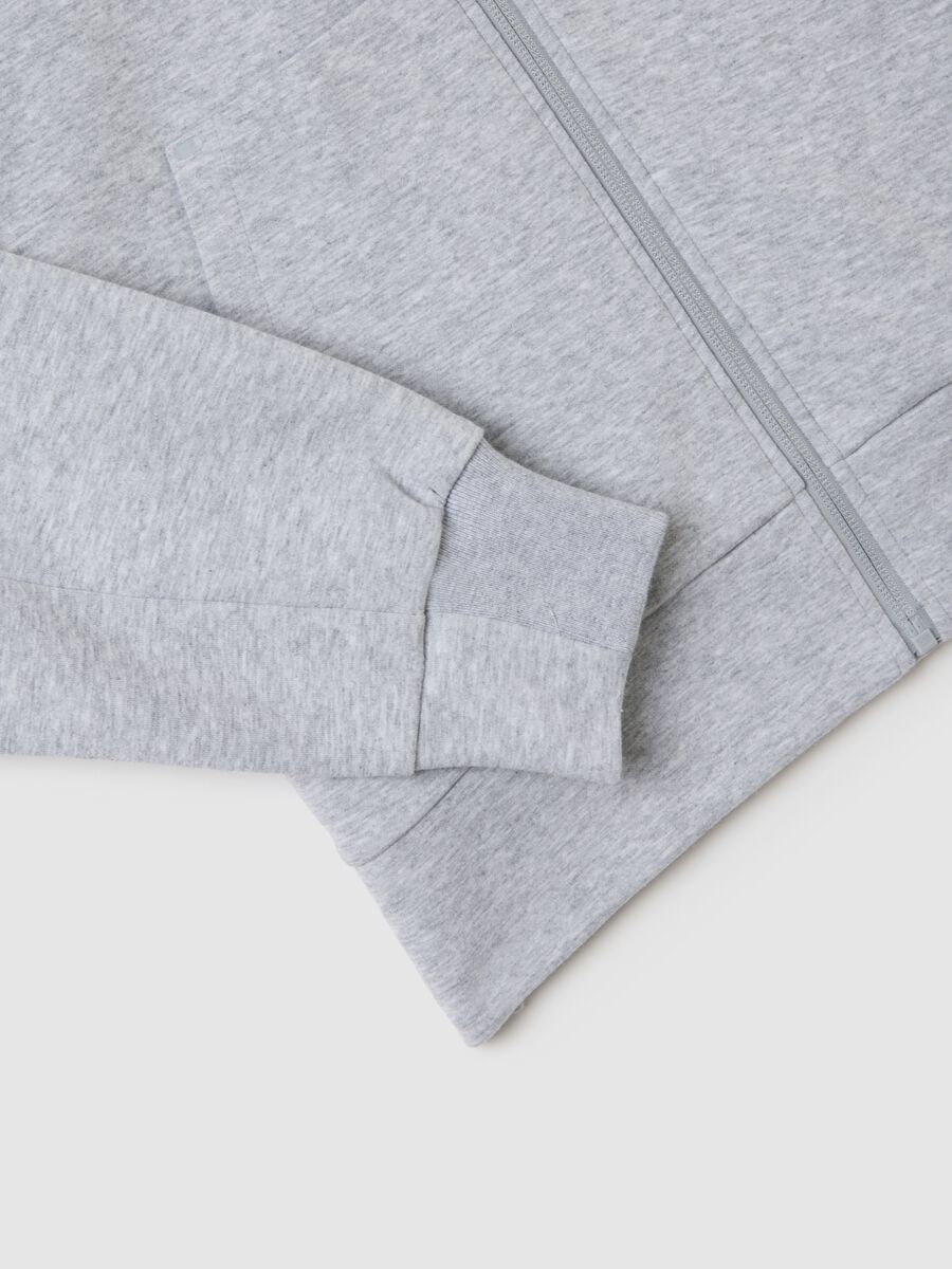 Grey cotton blend regular fit sweatshirt with zip_5