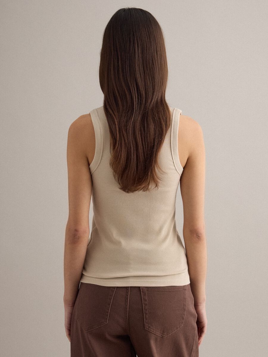 Tank top in cotone elasticizzato beige regular fit_2