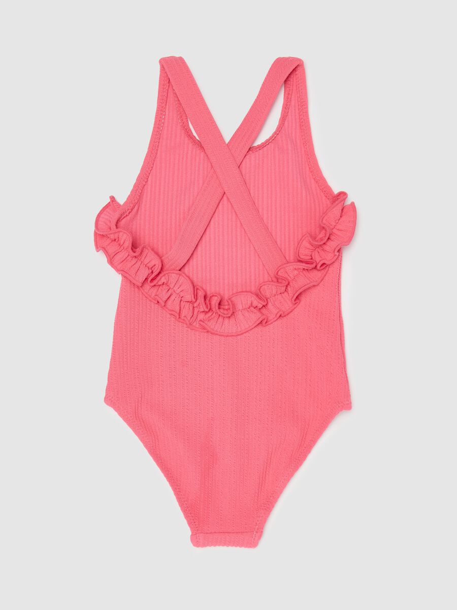 Pink One-Piece Swimsuit with Ruffled Details_1