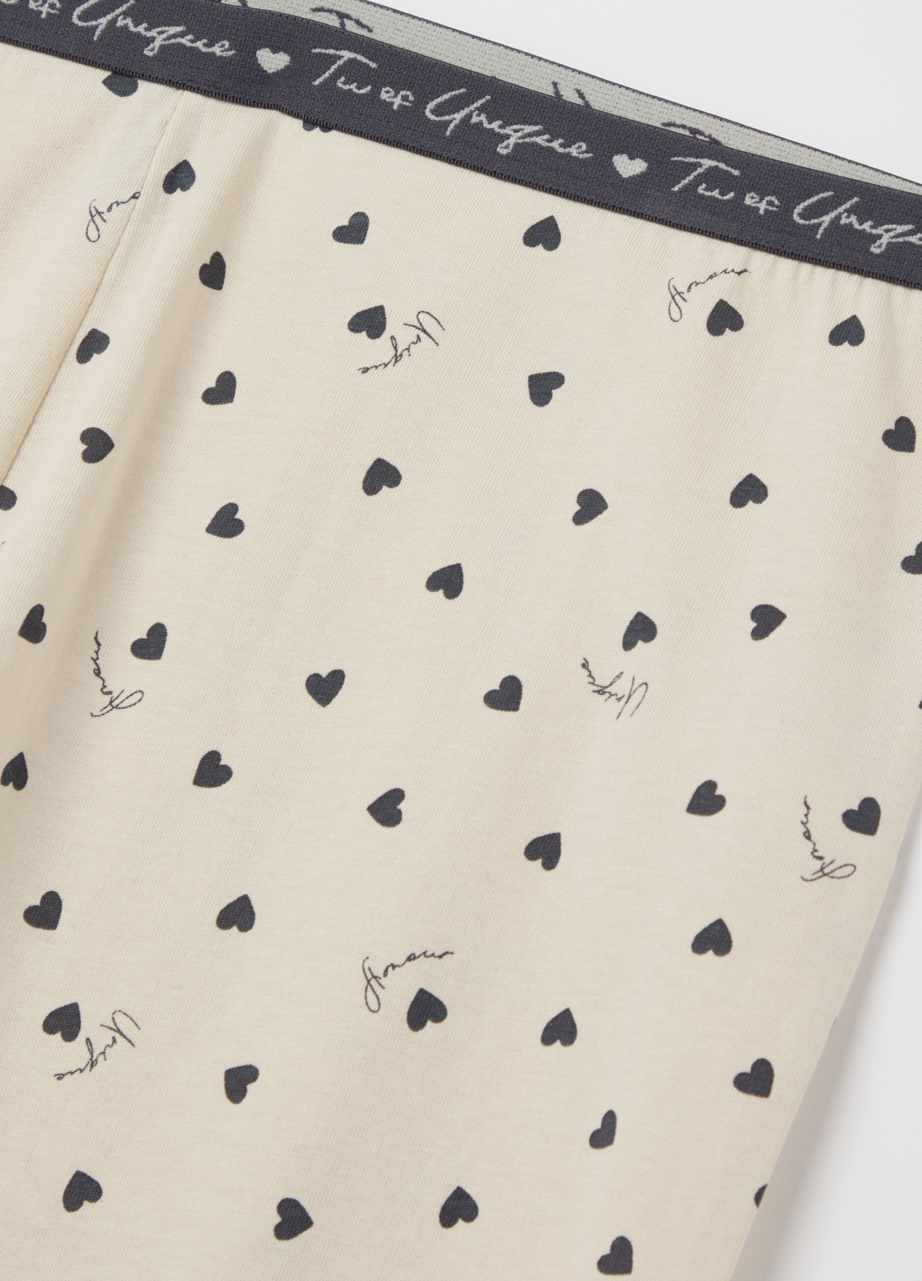 Pyjama bottoms with hearts and contrasting elastic