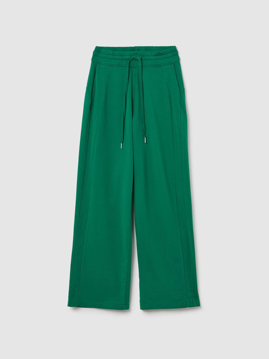 Green fluid trousers with wide leg_4