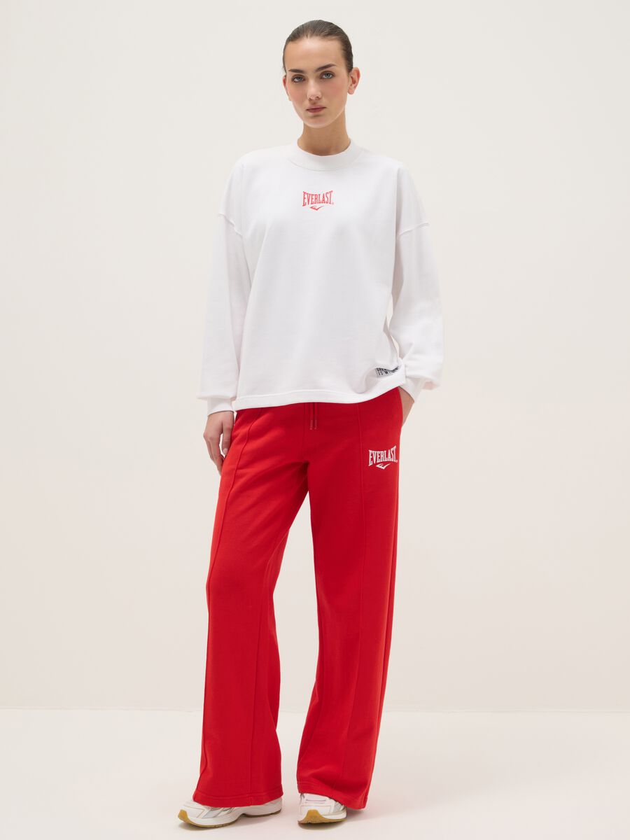 White long sleeve cotton blend regular fit top with logo_1