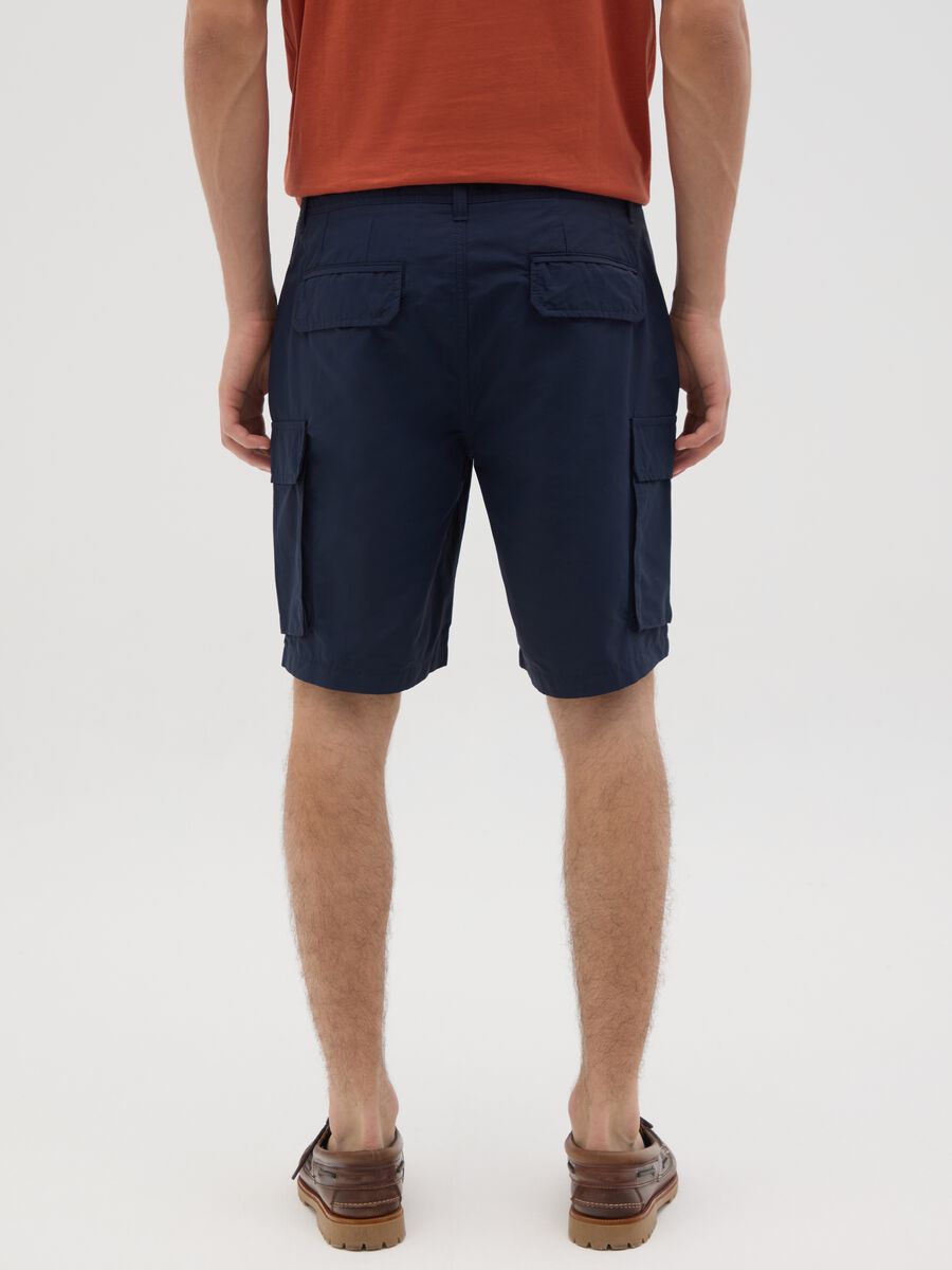 Men's blue cotton blend regular fit shorts_3
