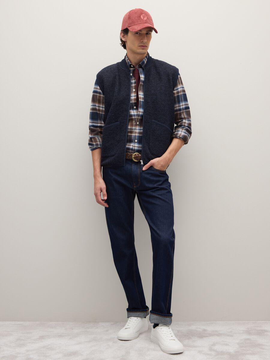 Gilet blu in misto lana_2