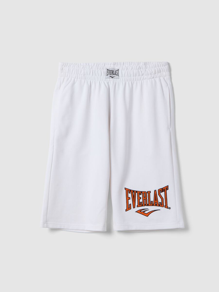 White cotton blend shorts regular fit with Everlast logo_4