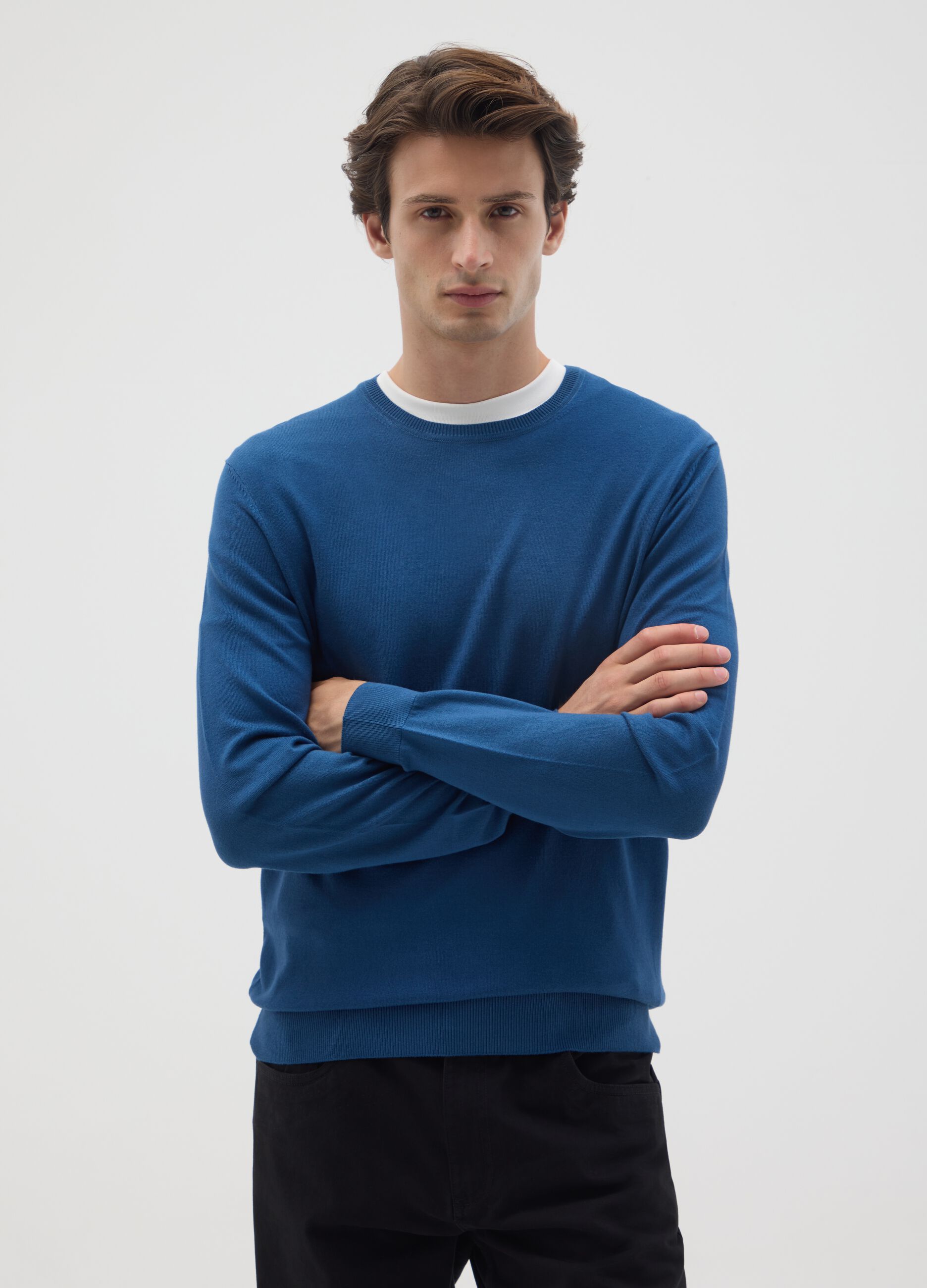 Blue viscose blend sweater regular fit