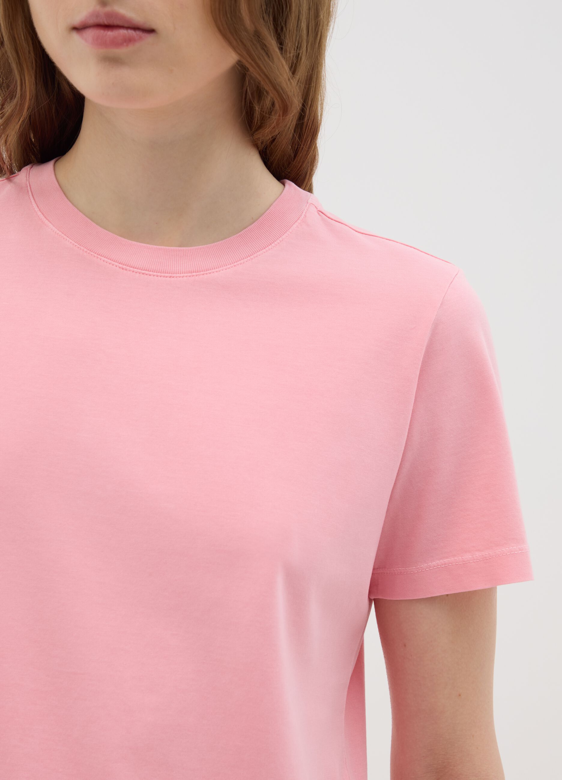 Women’s pink regular-fit T-shirt in 100% cotton