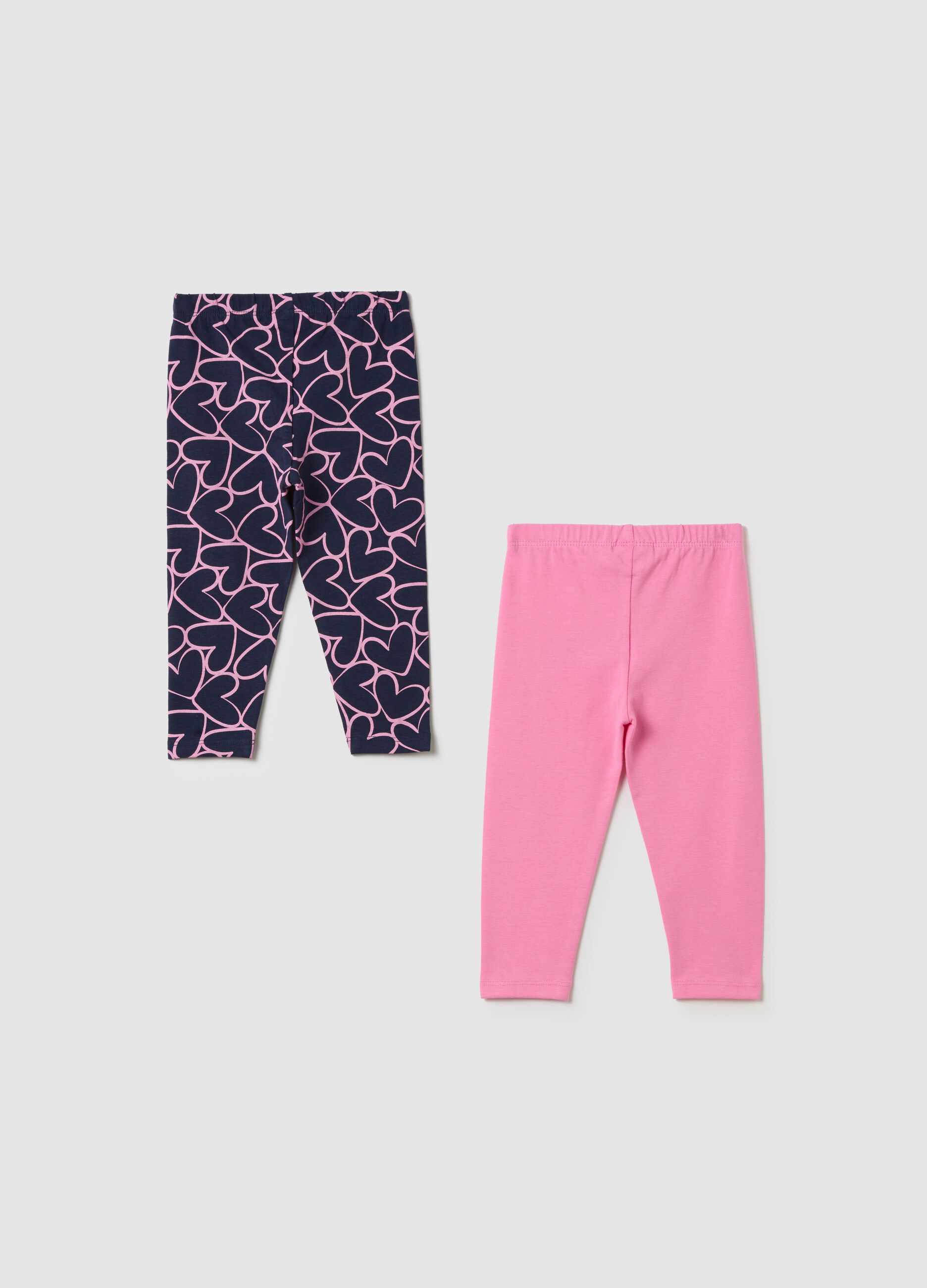 Two-pack leggings in stretch cotton with print
