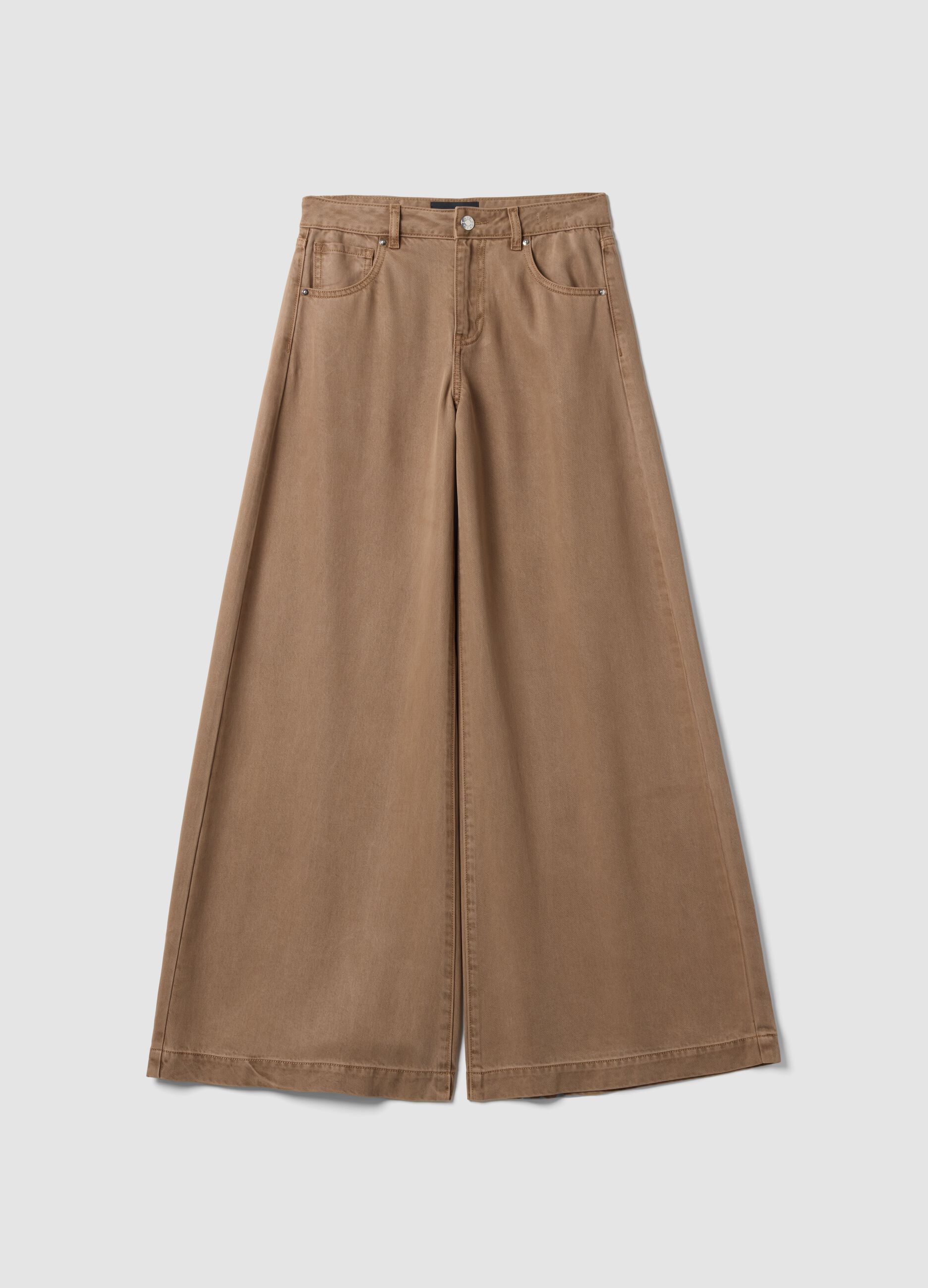 Brown wide-leg jeans in pure lyocell