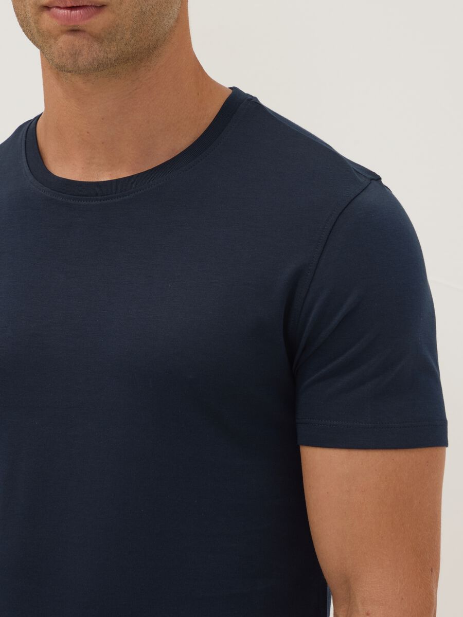 Blue regular-fit Supima cotton crew-neck T-shirt_2