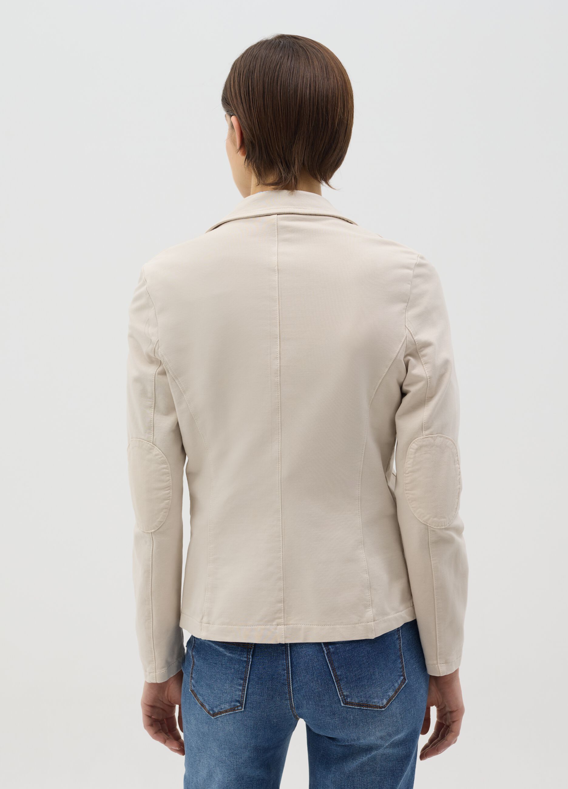Single-breasted blazer in stretch cotton
