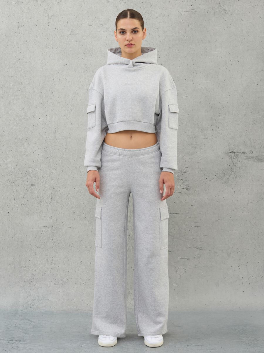 Crop Cargo Hoodie Grey Mélange_4