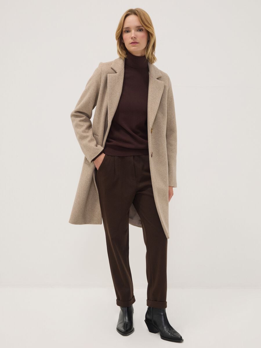 Cappotto cammello regular fit con rever e bottoni_2