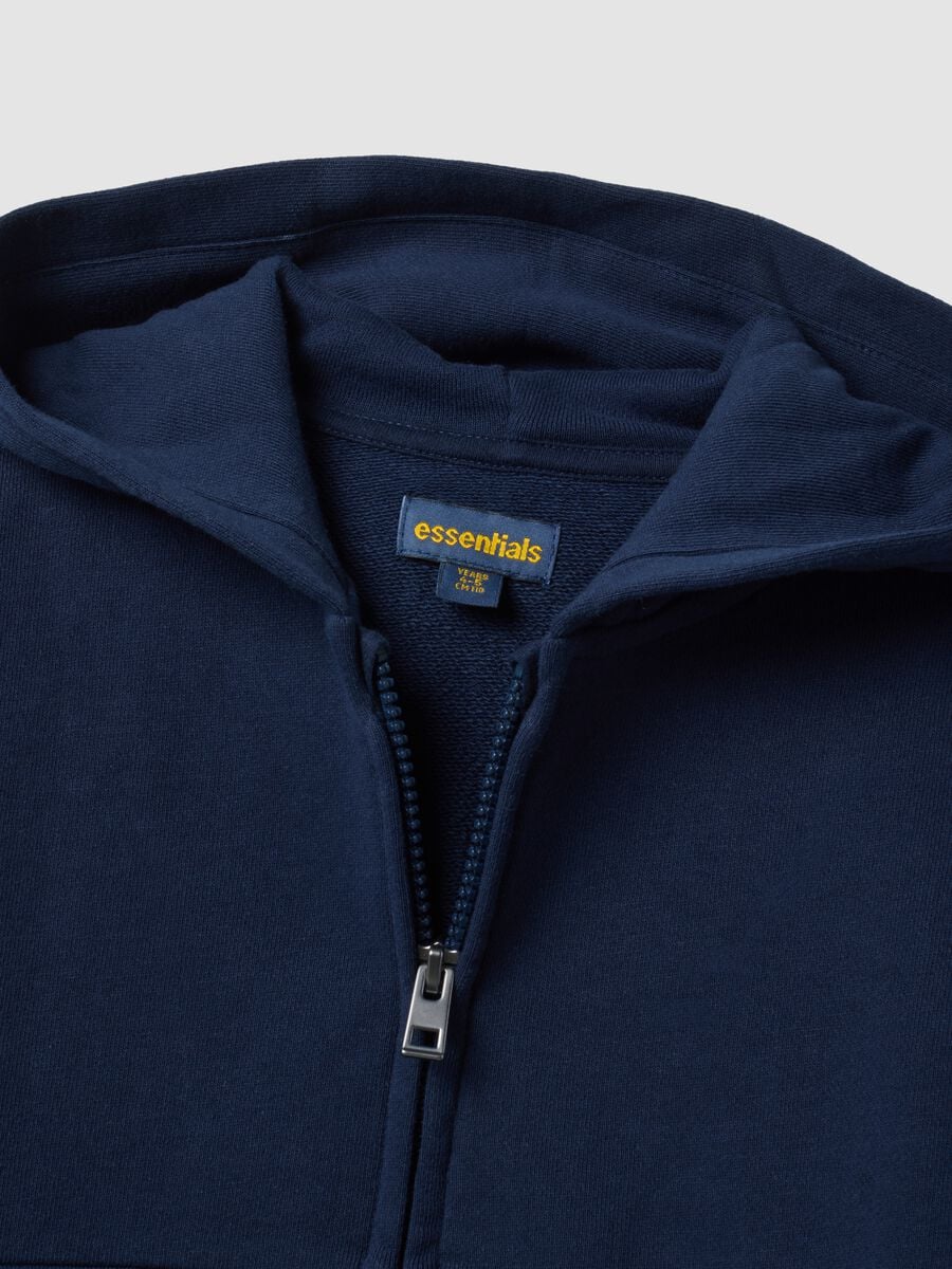 Felpa blu con cappuccio in puro cotone organico over fit per bambino_3