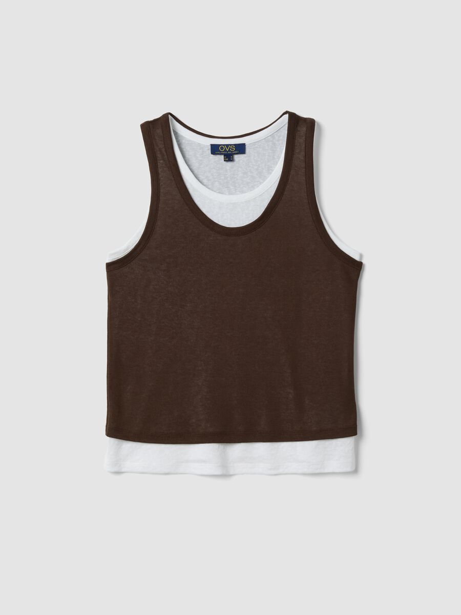 Tank top marrone in misto viscosa regular fit_4