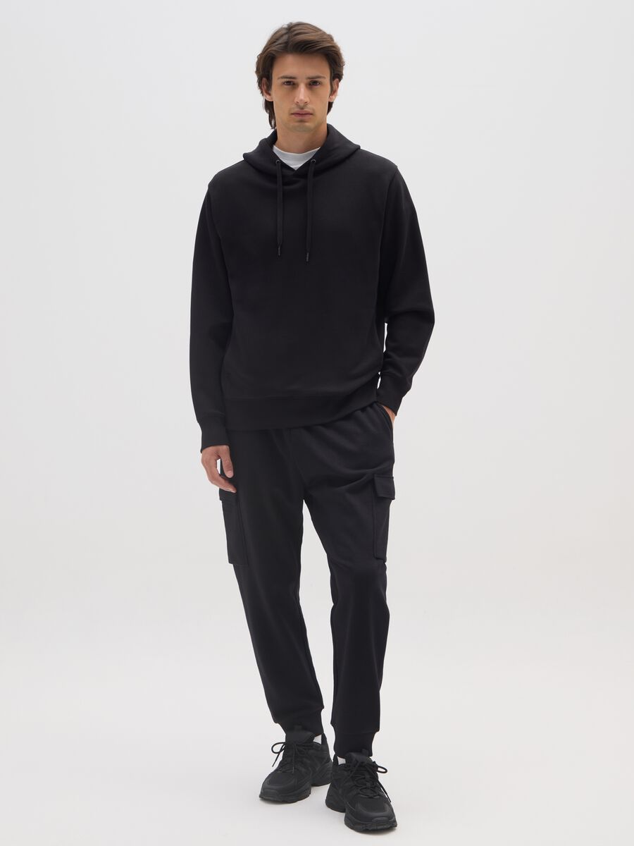 Black cotton blend cargo pants_0