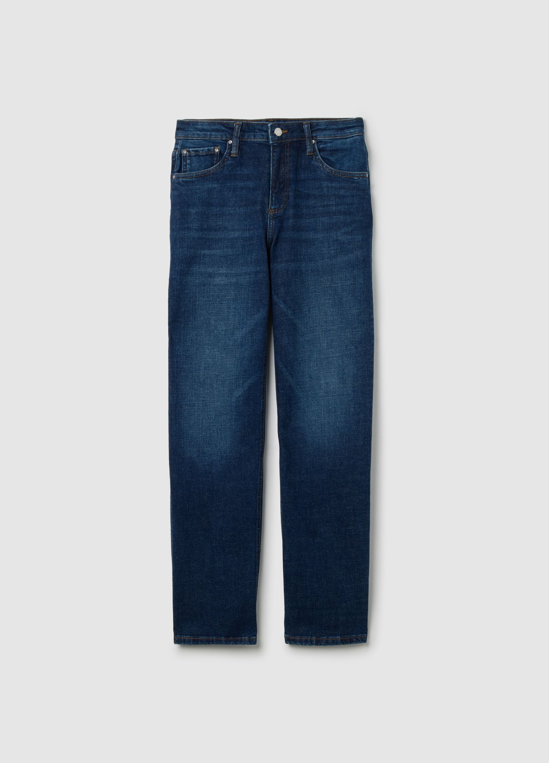 Stretchy Blue Denim Jeans with High Waist