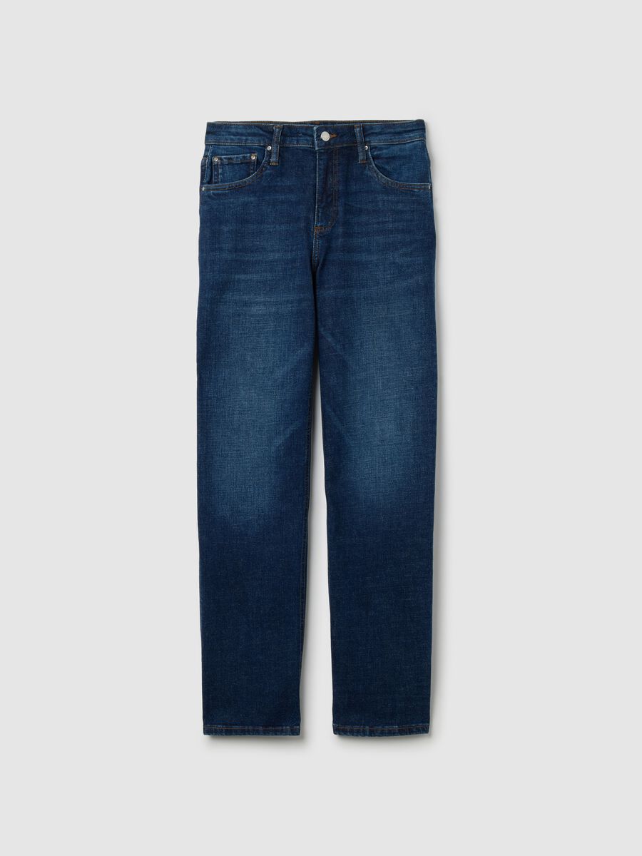 Stretchy Blue Denim Jeans with High Waist_4