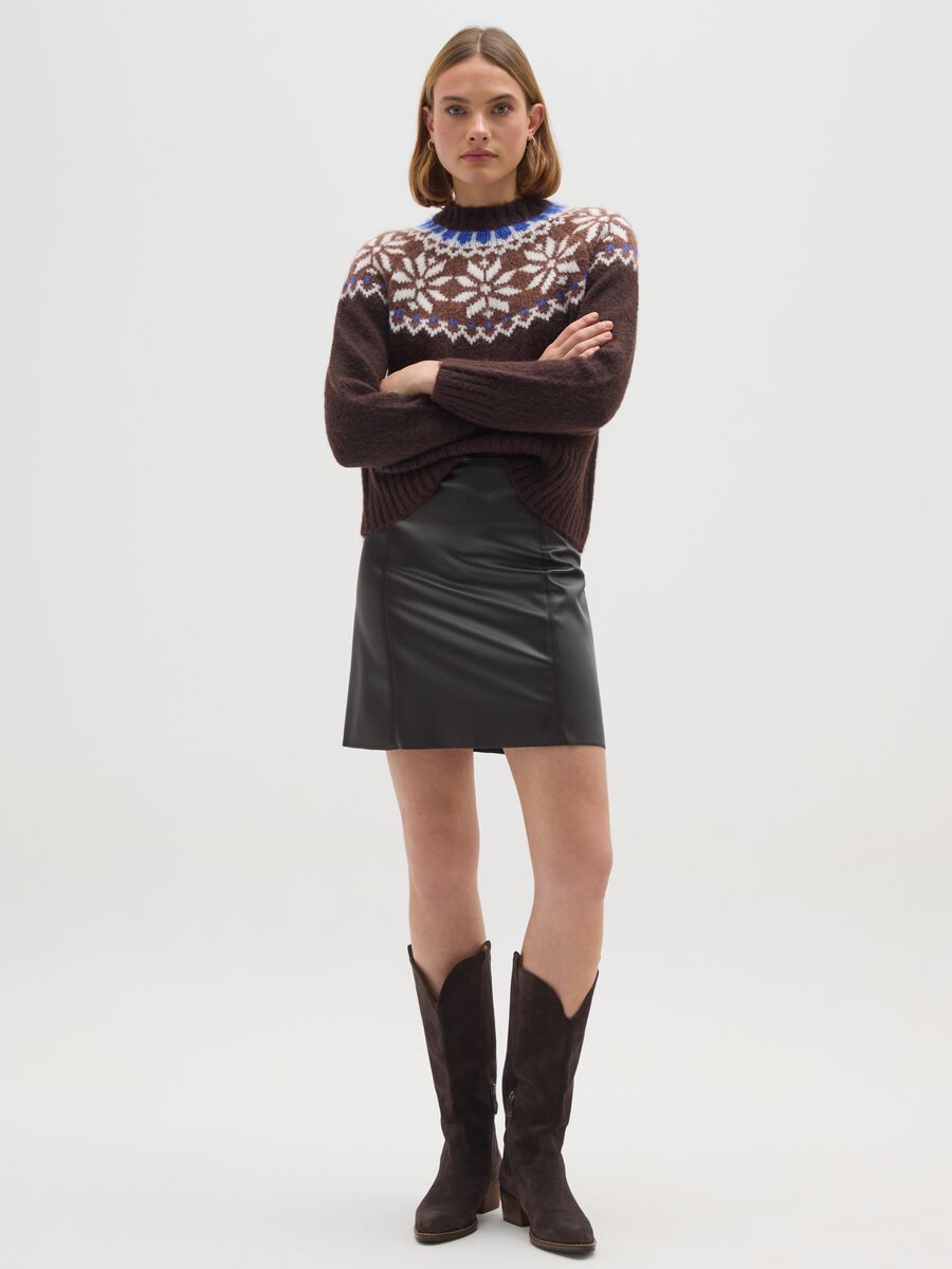 Brown jumper with jacquard pattern_1