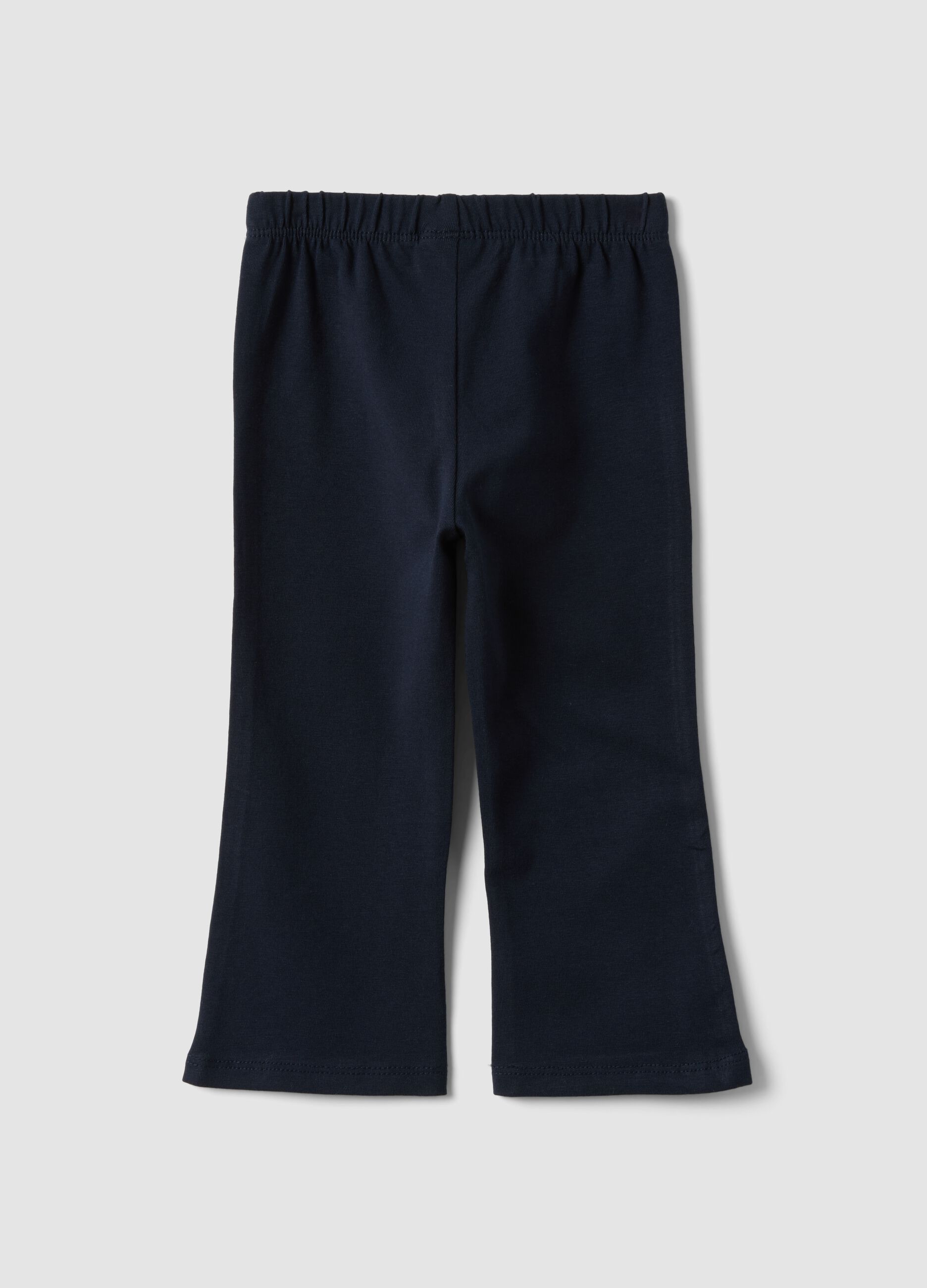 Leggings blu flare in cotone organico elasticizzato con cuore per bimba