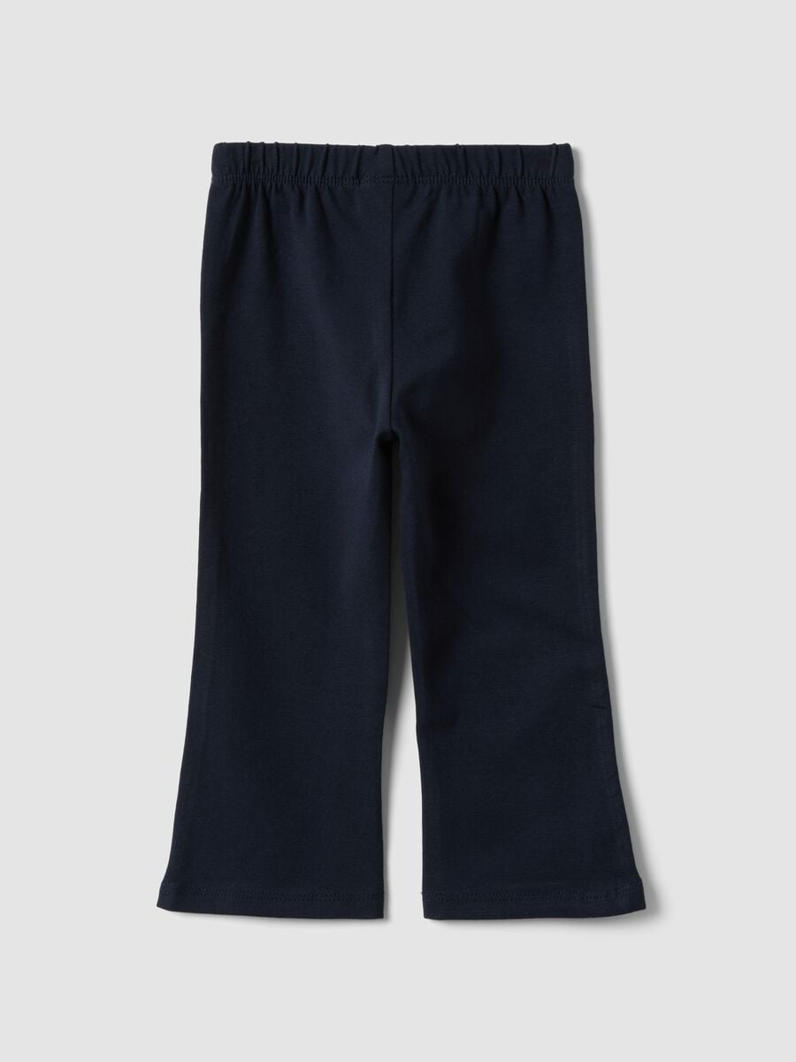 Leggings blu flare in cotone organico elasticizzato con cuore per bimba_1