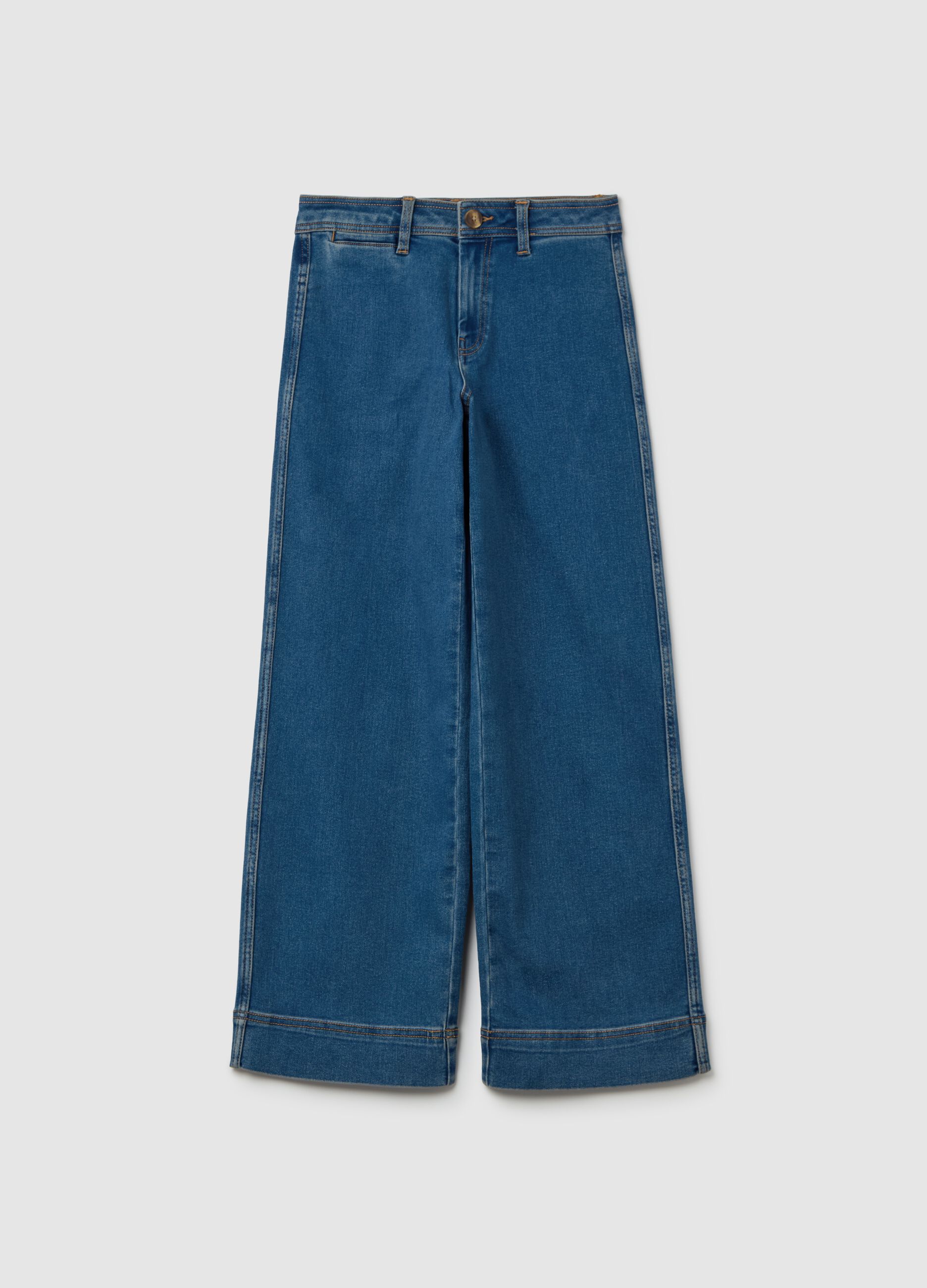 Jeans culotte flare fit a vita alta