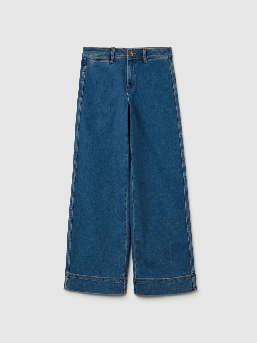 Flare-fit high-rise culotte jeans_4