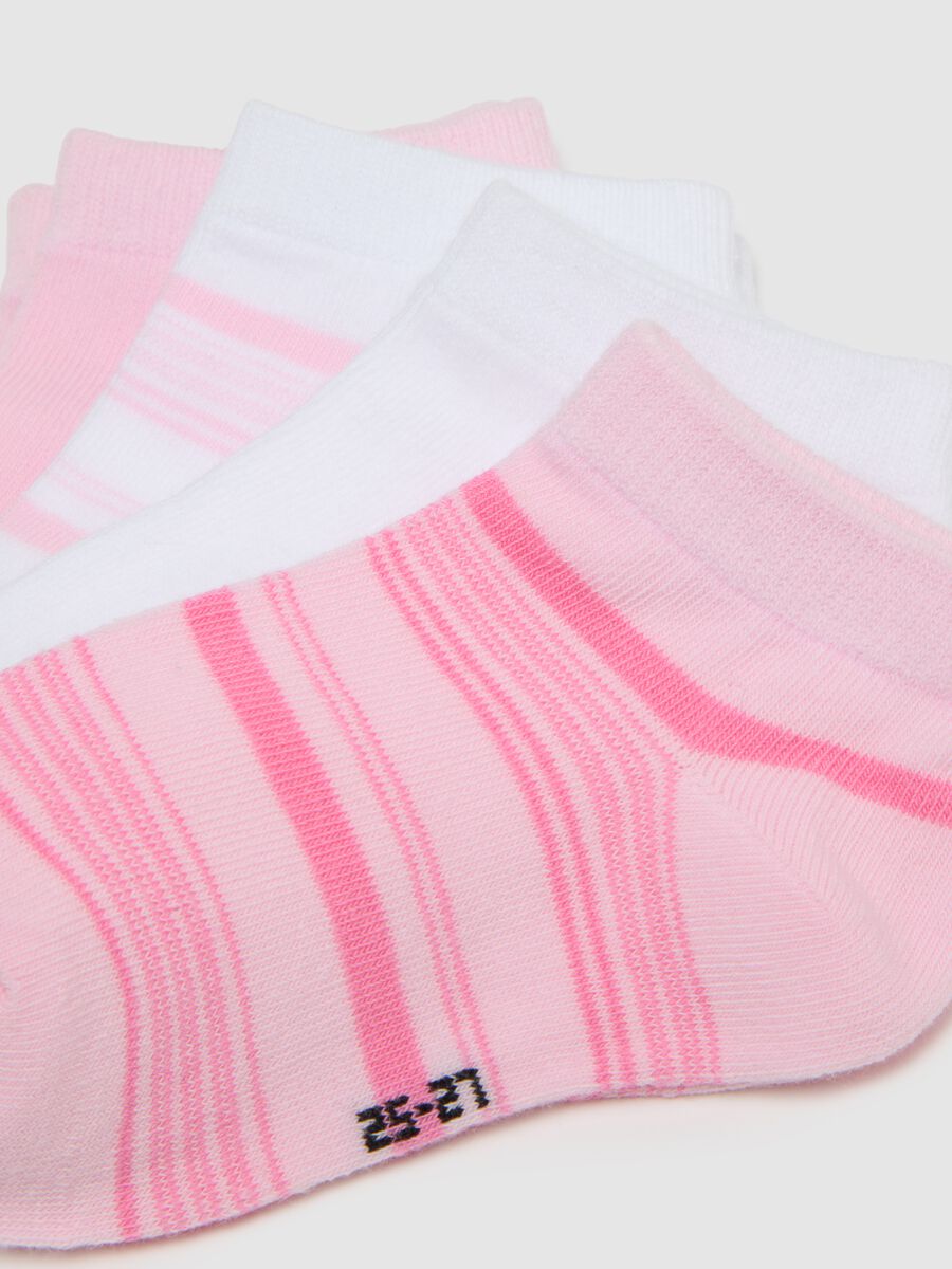 Calzini da bambina in misto cotone multicolor elasticizzati rosa e bianco_1
