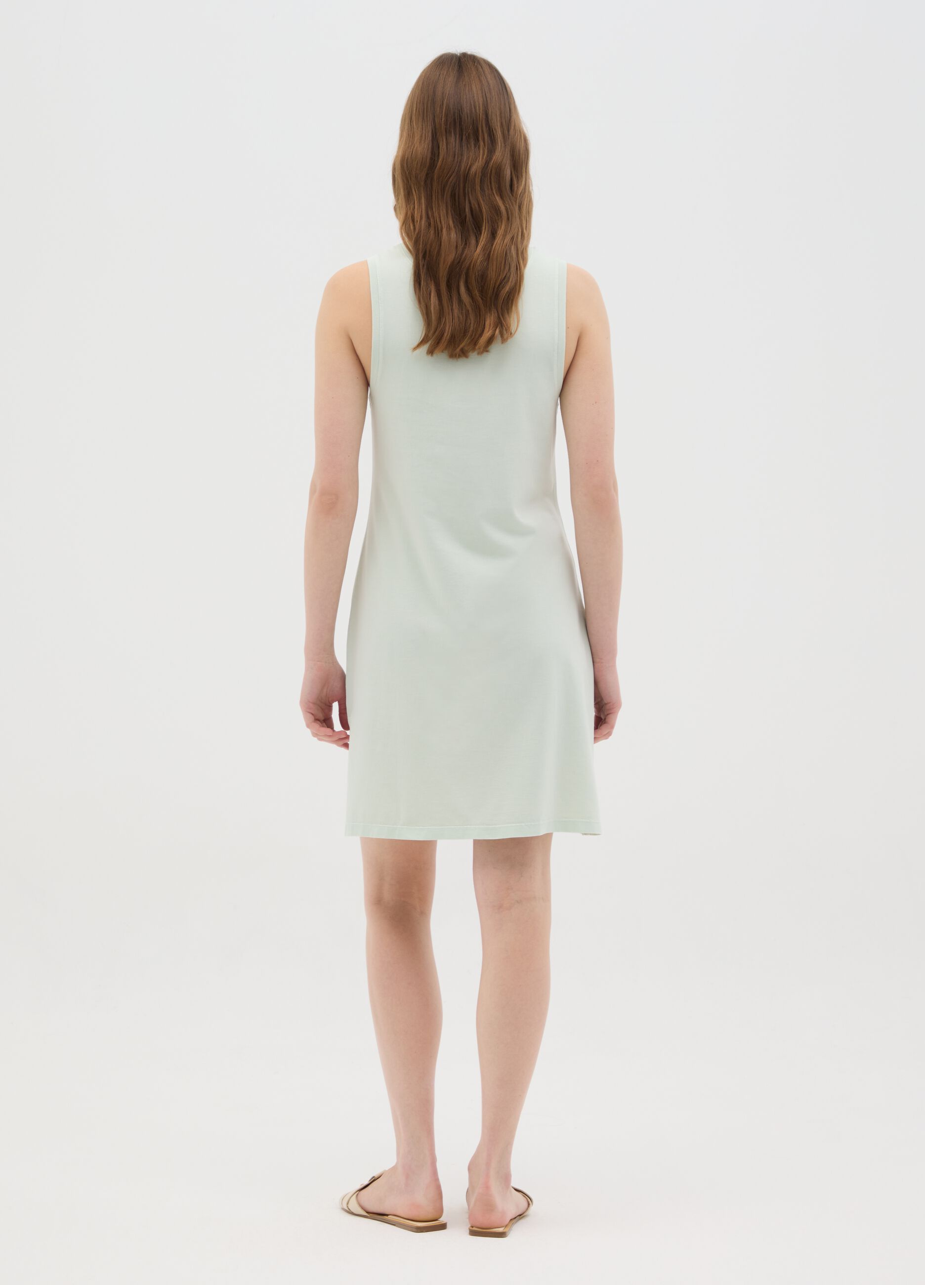 Women’s green long dress in 100% cotton