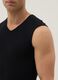 Black regular fit pure cotton tank top with wide shoulder strap_3