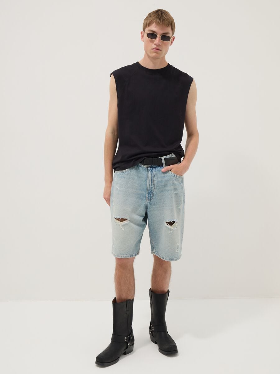 Black pure cotton regular-fit tank top_2