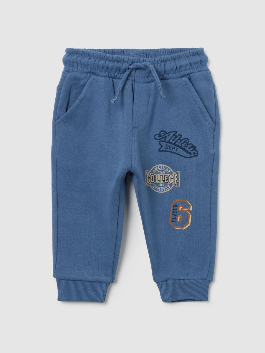 Blue cotton trousers for children_0