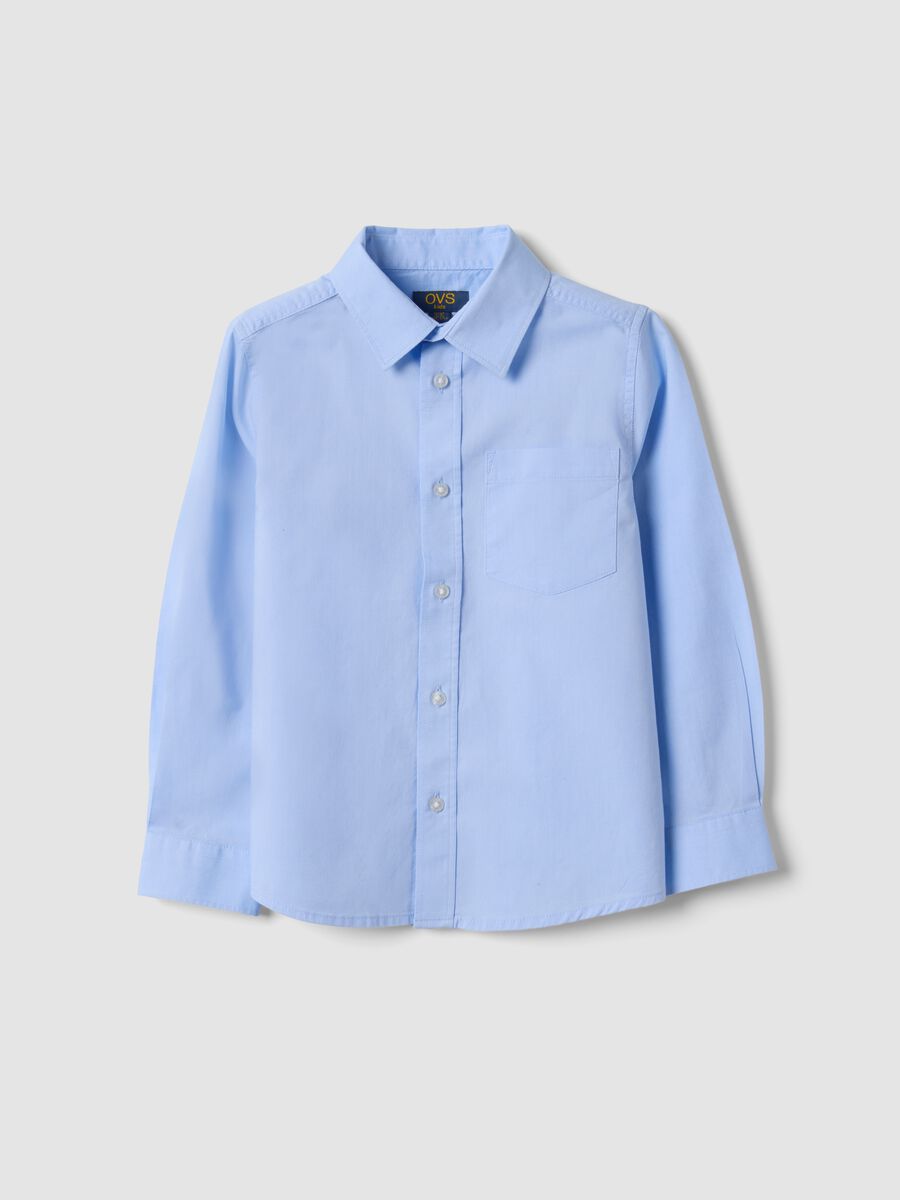 Light blue pure cotton shirt with classic collar, regular fit_0